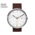 Новые японские кварцевые кожаные мужские водонепроницаемые часы коричневого цвета